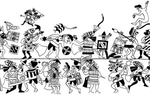 mochica dibujo guerreros